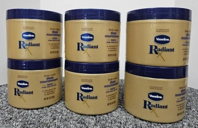 6 X VASELINE RADIANT X Crema Corporal Nutritiva Profunda 100% Manteca de Karité Coco 10oz Foto 1 de 2