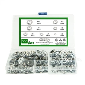 350pcs 7 Sizes Star Nut Starlock Washers Machinery Equipment - Picture 1 of 11