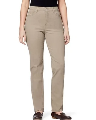 Jeans Gloria Vanderbilt Amanda Talla 12 Beige Denim Pierna Recta 29.5 Pulgadas Entrepierna Foto 1 de 4