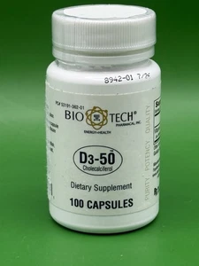 BioTech Pharmacal Vitamin D3 50000 IU Supports Bone Heart Immune Health 100 C... - Picture 1 of 3