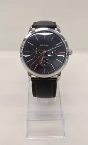 PAUL SMITH P10110 Black Silver Leather Chronograph Wristwatch Watch Used Japan - Picture 1 of 7