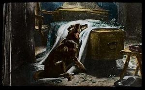 Magic Lantern Slide LANDSEER THE CHIEF MOURNER C1910 ILLUSTRATION DOG - Picture 1 of 3