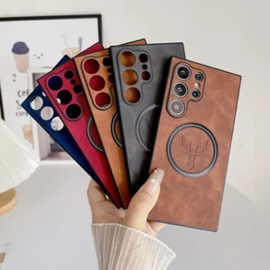 Case For Samsung Galaxy S24 Ultra S23 S22 Deer Leather MagSafe Shockproof Cover - Picture 1 of 13