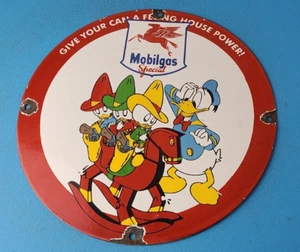 VINTAGE MOBIL GASOLINE PORCELAIN GAS OIL SPECIAL SERVICE DUCKS PEGASUS SIGN - Picture 1 of 14