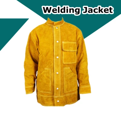 Chaqueta de soldador de alta resistencia XL resistente al calor abrigo de trabajo de soldadura de cuero de vaca Foto 1 de 4