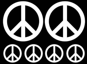 Peace Sign 6 pcs White Fused Glass Decals - Picture 1 of 2