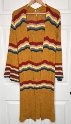 Cárdigan tejido a rayas Free People Winding Road pequeño amarillo quemado arco iris Foto 1 de 4