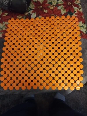 Mantel individual pieza central disco redondo centavo naranja cuadrado - 4 piezas Foto 1 de 4