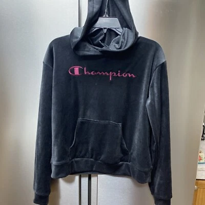 Sudadera con capucha Champion negra con logotipo de escritura talla pequeña Foto 1 de 4