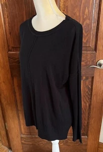 Suéter túnica tejido Cupio negro manga larga cuello redondo suave talla L - Imagen 1 de 12