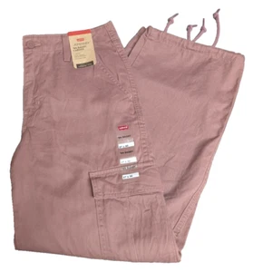 Levis 27W x 30L Women's 94 Baggy Cargo Jeans Rose Taupe Adjustable Hem Loose Fit - Picture 1 of 6