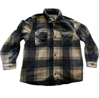 Freedom Foundry Grande Camisa de Vellón a Cuadros Chaqueta Marrón Negro Aislante Tareas Trabajo Foto 1 de 4