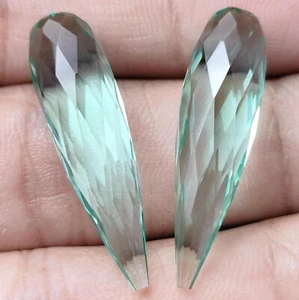 Aquamarin Quarz glatt Tropfen Karoschliff passendes Paar lose Edelsteine Cabochon - Bild 1 von 5