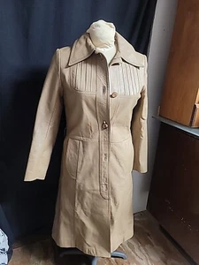 Leda Spain By Gropper For I. Magnin Long Leather Trenchcoat Vintage Size S/M US - Bild 1 von 11