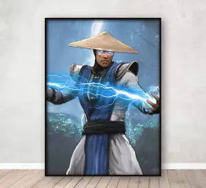 Póster Mortal Kombat Raiden Dormitorio Pared Arte Juegos Estampado A4 Enmarcado - Imagen 1 de 5