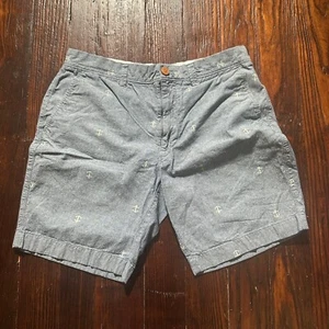Pantalones Cortos J Crew Para Hombres 32 Azul Ancla AOP Gramercy 9" Chino Preppy Informal Frente Plano - Imagen 1 de 11