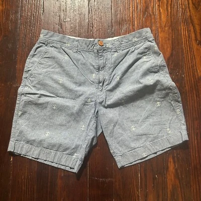 Pantalones Cortos J Crew Para Hombres 32 Azul Ancla AOP Gramercy 9" Chino Preppy Informal Frente Plano Foto 1 de 4