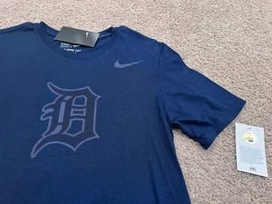Nike 313 Detroit Tigers navy blue retro Old English D baseball MLB t shirt 24 S - Picture 1 of 3