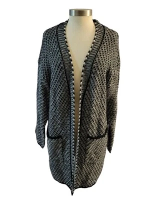 Cárdigan Sienna Sky Frente Abierto Talla Grande Negro Gris Blanco Nuevo Foto 1 de 4
