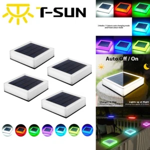 Solar LED Post Deck Cap Fence Light 4x4" Color Changing Outdoor Garden Lamp 4PCS - Picture 1 of 13
