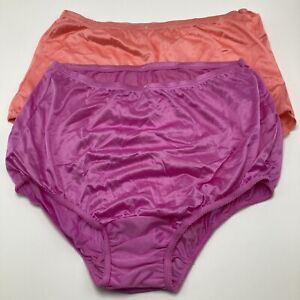 Vintage Vanity Fair Nylon Panties Pink Coral Sz 6 Underwear Lot 2 Pair USA