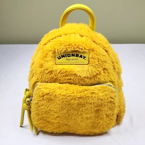 Union Bay Mini Backpack Faux Fur Yellow Goldenrod Outside Organizer Pocket - Bild 1 von 22