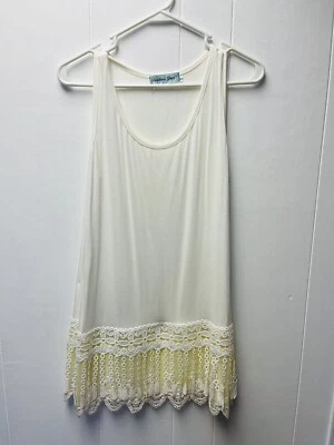 Camiseta sin mangas túnica de encaje marfil Southern Grace S coqueta de hadas boho chic Y2K retro Foto 1 de 4