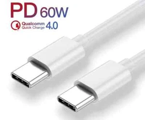 USB Type C to USB-C Cable Charge PD 60W Fast Quick Charging Data Fast Charger - Picture 1 of 7