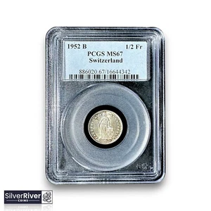 1952-B Switzerland Silver 1/2 Franc (*Certified MS67 by PCGS*) - Toned - Picture 1 of 4