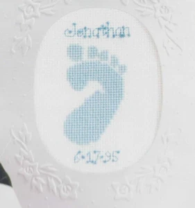 Cross Stitch KIT Baby Birth Announcement Embossed Card & Envelope Vintage  - Picture 1 of 3