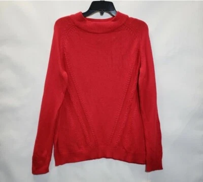 Suéter Nanette Lepore 100% 2 Capas Cachemira Cuello Redondo Rojo Pullover Grande  Foto 1 de 4