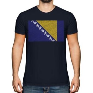 Bosnie Et Herzégovine Gribouillage Drapeau Hommes T-Shirt Cadeau