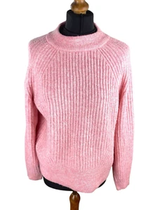 M&S Jumper Women's UK Size S Light Pink Ribbed High Neck Relaxed Fit Long Sleeve - Picture 1 of 7