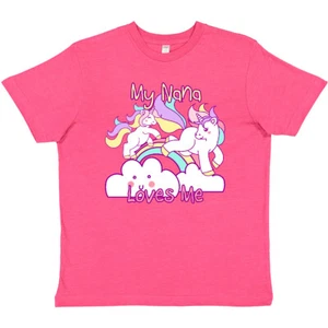 Inktastic My Nana Loves Me Unicorn Youth T-Shirt Grandmother Cute Tee Kids Child - Picture 1 of 5