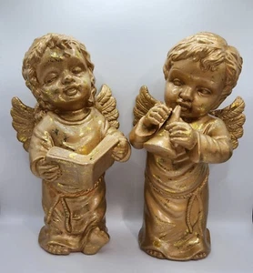 Grande set di statue cherubini dorati ragazzo e ragazza 10,5 - Foto 1 di 13