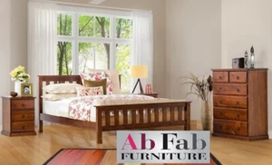 BANKSIA DOUBLE TIMBER BEDROOM SUITE 1 X BED FRAME AND 2 X BEDSIDE CHESTS - Picture 1 of 6
