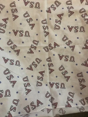 Patriotic USA Stars Red Blue on White Cotton Fabric Signature Classics Oakhurst - Image 1 of 3