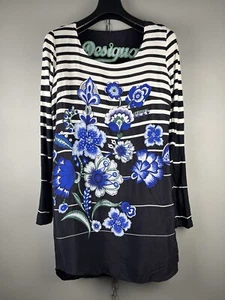 Desigual Womens Polyester Floral Striped Multicolor Long Sleeve Maxi Dress Sz M - Picture 1 of 15