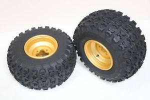 NEW 20x11x9 rear tires + wheels rims HONDA 450r 400EX 300EX TRX250r GOLD - Picture 1 of 12