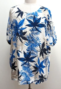 Camisa Relax Hecha en Italia Lino Talla Única Floral Manga Gorra - Imagen 1 de 5