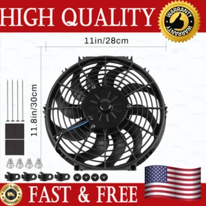 10'' 80W Universal Slim Fan Push Pull Electric Radiator Cooling Fan 12V Black - Picture 1 of 8