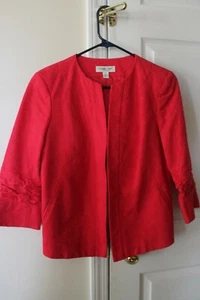 REDUZIERT! Coldwater Creek rote Damen elegante Jacke Gr. 4 mit Raffung an den Ärmeln - Bild 1 von 10