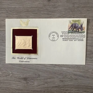 The World of Dinosaurs--Einiosaurus--1st day issue-Golden Replica - Picture 1 of 2