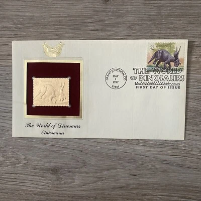 The World of Dinosaurs--Einiosaurus--1st day issue-Golden Replica - Image 1 of 2