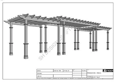 SH DESIGNS GRAPE VINE PERGOLA - OUTDOOR PATIO COVER - V2 Full Building Plans
