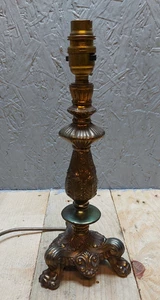 Lampada da tavolo vintage in ottone stile candelabro ottone massiccio comodino - Foto 1 di 12