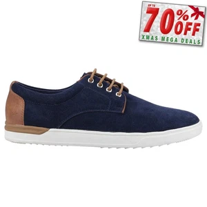 Hush Puppies Joey MEMORY FOAM Mens Casual Suede Leather Shoes Navy - Picture 1 of 5