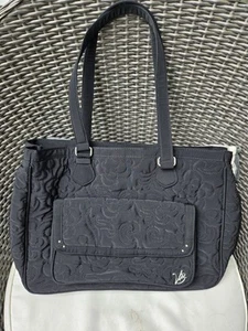 Vera Bradley 12" x 15"  Black Quilted Comuter Tote Bag Travel Weekend - Picture 1 of 10