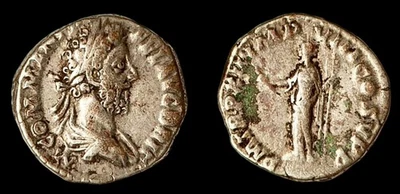 Moneda de plata antigua romana AR Denario 177-192 dC Cómodo Foto 1 de 3