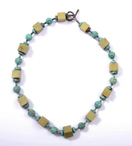 1930's Chinese Turquoise Carved Carving Bead Necklace - Picture 1 of 7